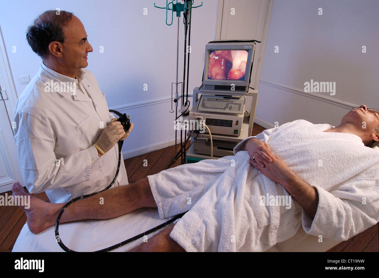COLON, ENDOSKOPIE-UNTERSUCHUNG Stockfoto