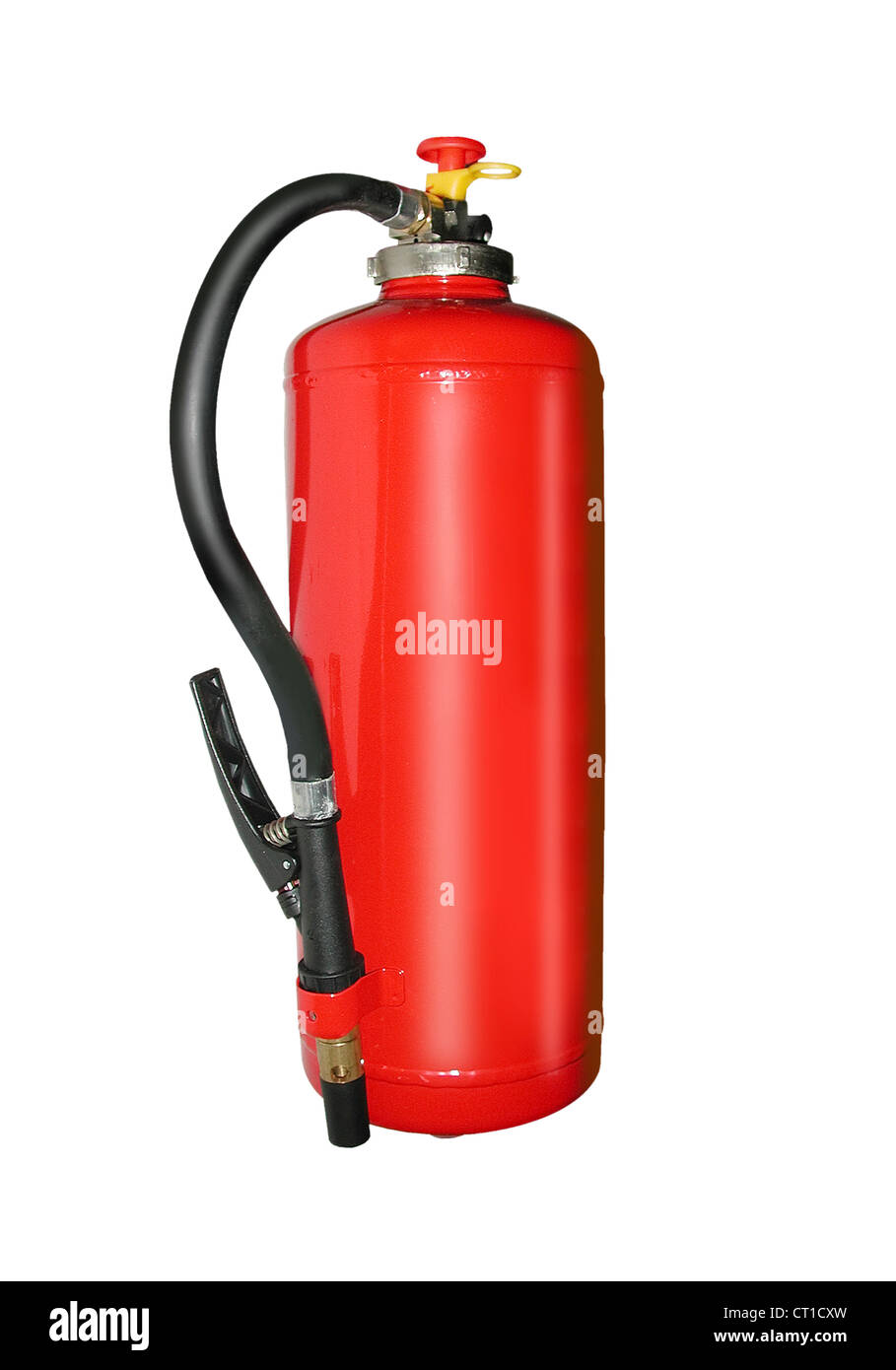 Feuerlöscher Auf weiß Stockfoto