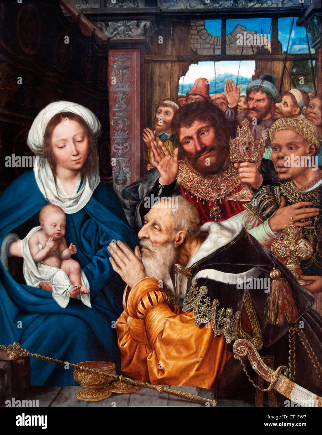Die Anbetung der Heiligen drei Könige 1526 METSYS Quentin 1466-1530 belgischen flämischen Stockfoto