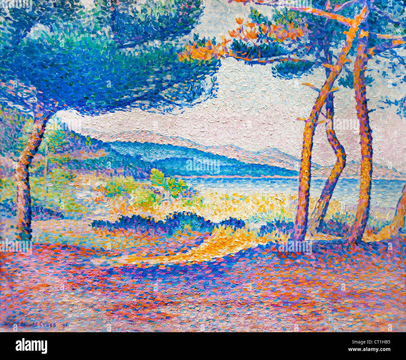 Landschaft mit Pinien Bäumen 1896 Henri Edmond Cross-1856-1910 Frankreich Französisch Stockfoto