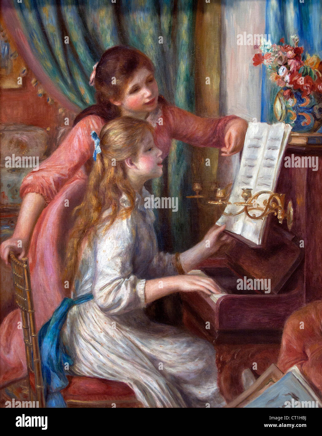 Zwei junge Mädchen am Klavier 1892 Pierre Auguste Renoir 1841-1919 Französisch impressionistischen France Stockfoto
