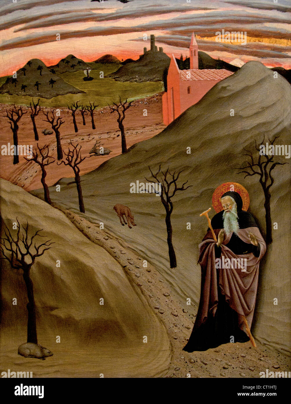 Antonius Abt in der Wildnis 1435 Osservanza Master italienischen Siena Italien 15. Jahrhundert Stockfoto