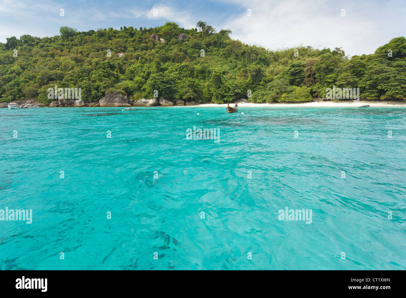 Ko Similan Tropeninsel Blick vom Boot, Thailand Stockfoto