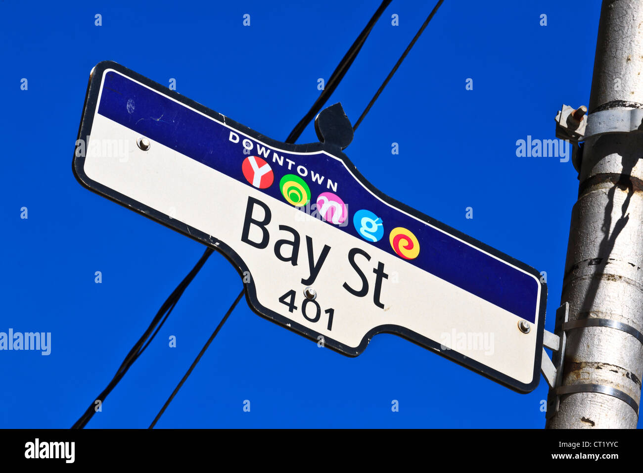 Straßenschild Bay Street Toronto Ontario Kanada Stockfoto