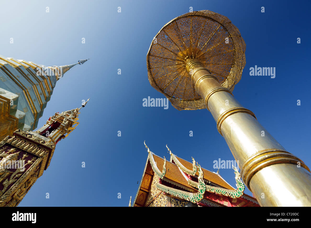 dynamische Ansicht des Doi Suthep Tempel in Chiang Mai, Thailand Stockfoto