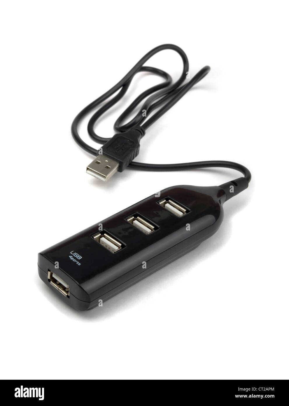 Black USB-Hub isoliert auf weiss Stockfoto