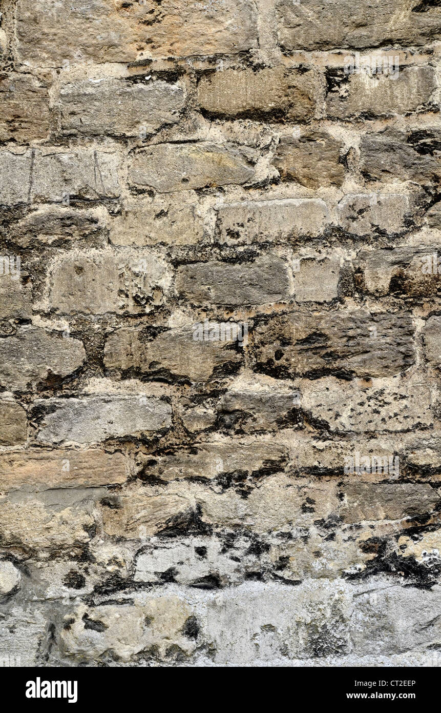 Gebäude aus Stein Wand/close Detail verwitterter Sandstein - Cotswolds. Visual Allegorie für 'Firewall' oder 'Zugriff verweigert'. Stockfoto