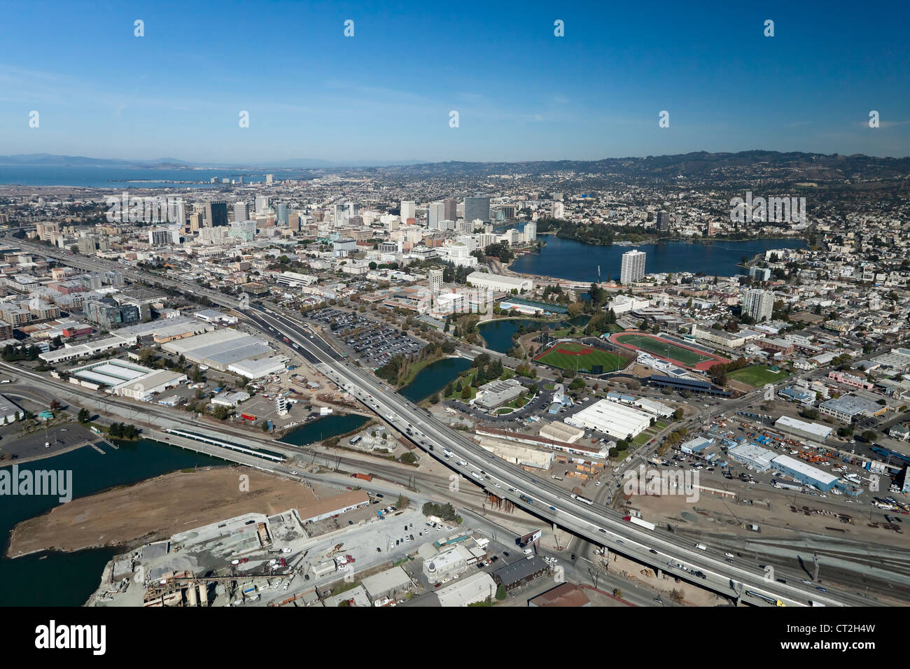 Die Oakland City und der Innenstadt Stockfoto