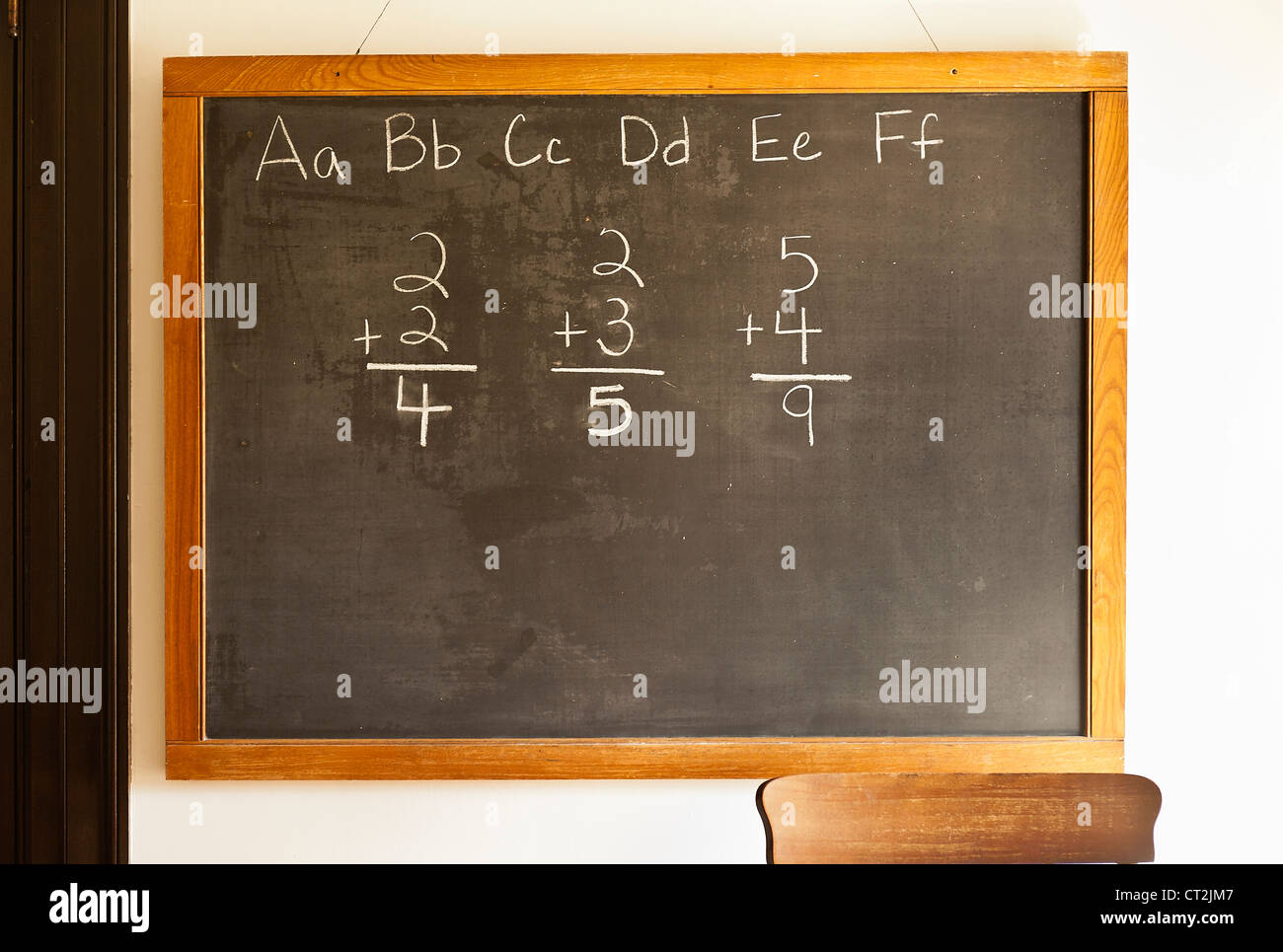 Traditionelle Klassenzimmer schwarzen Brett. Stockfoto