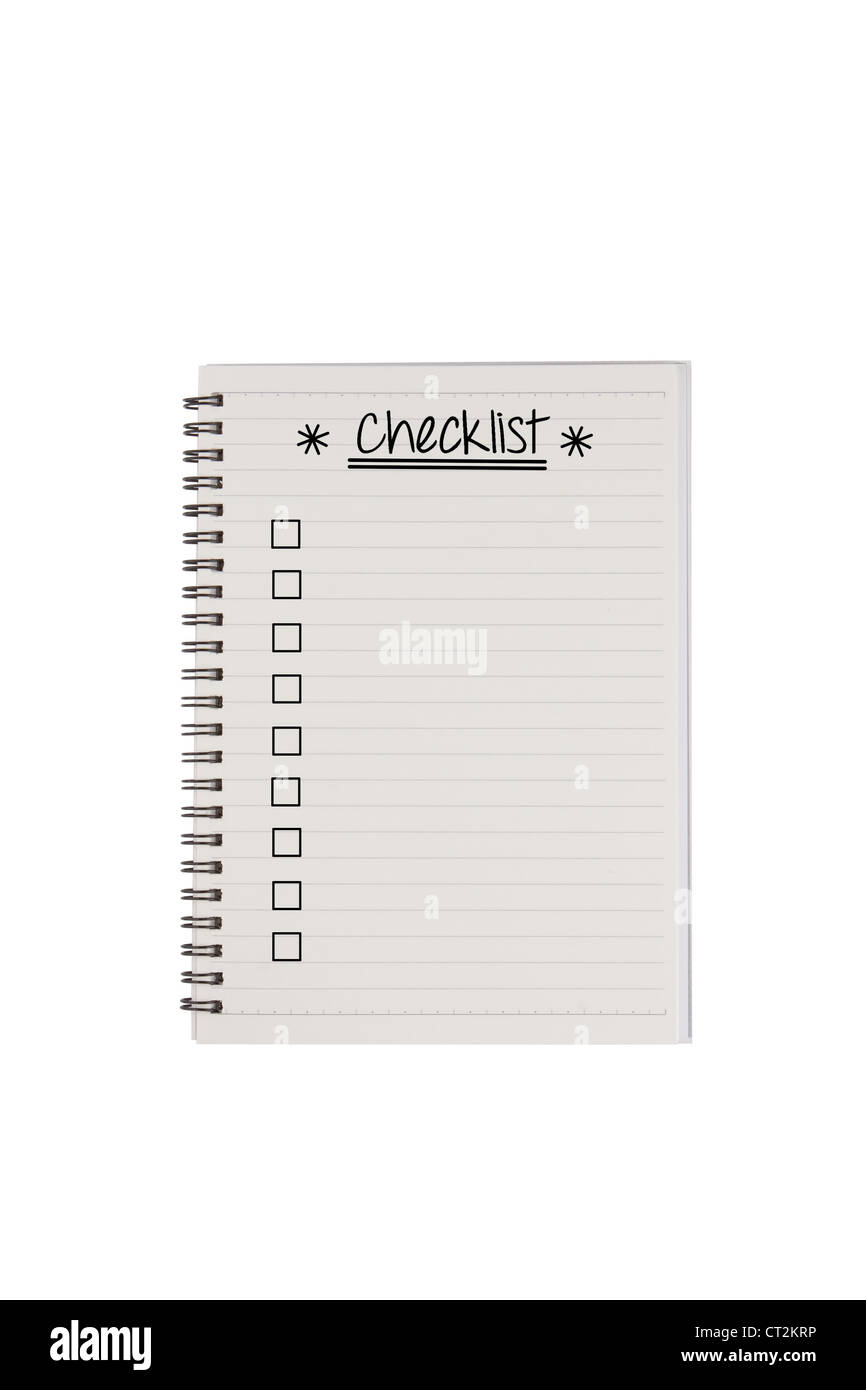 Buch für Checkliste Stockfoto