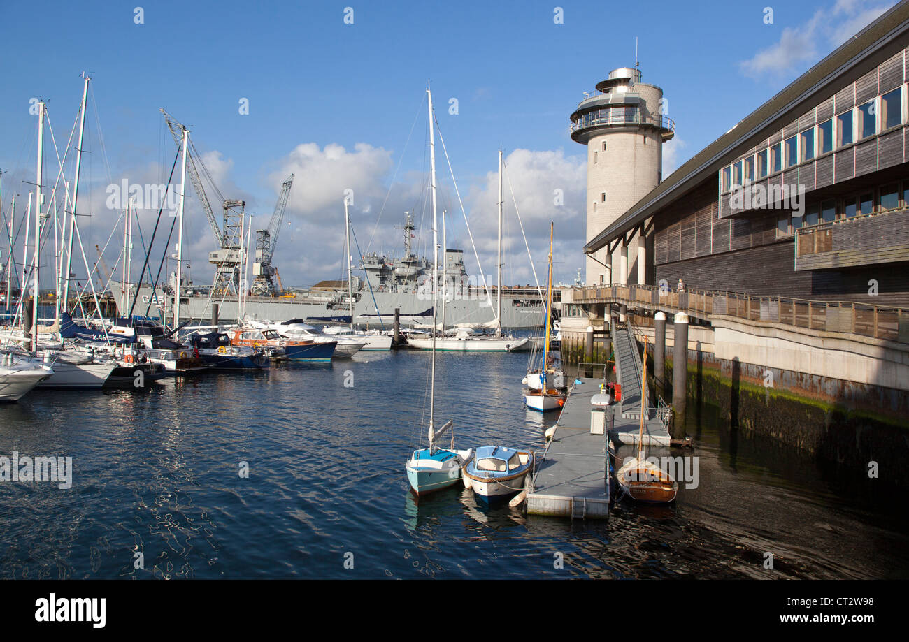 Boote im Hafen von Falmouth Stockfoto