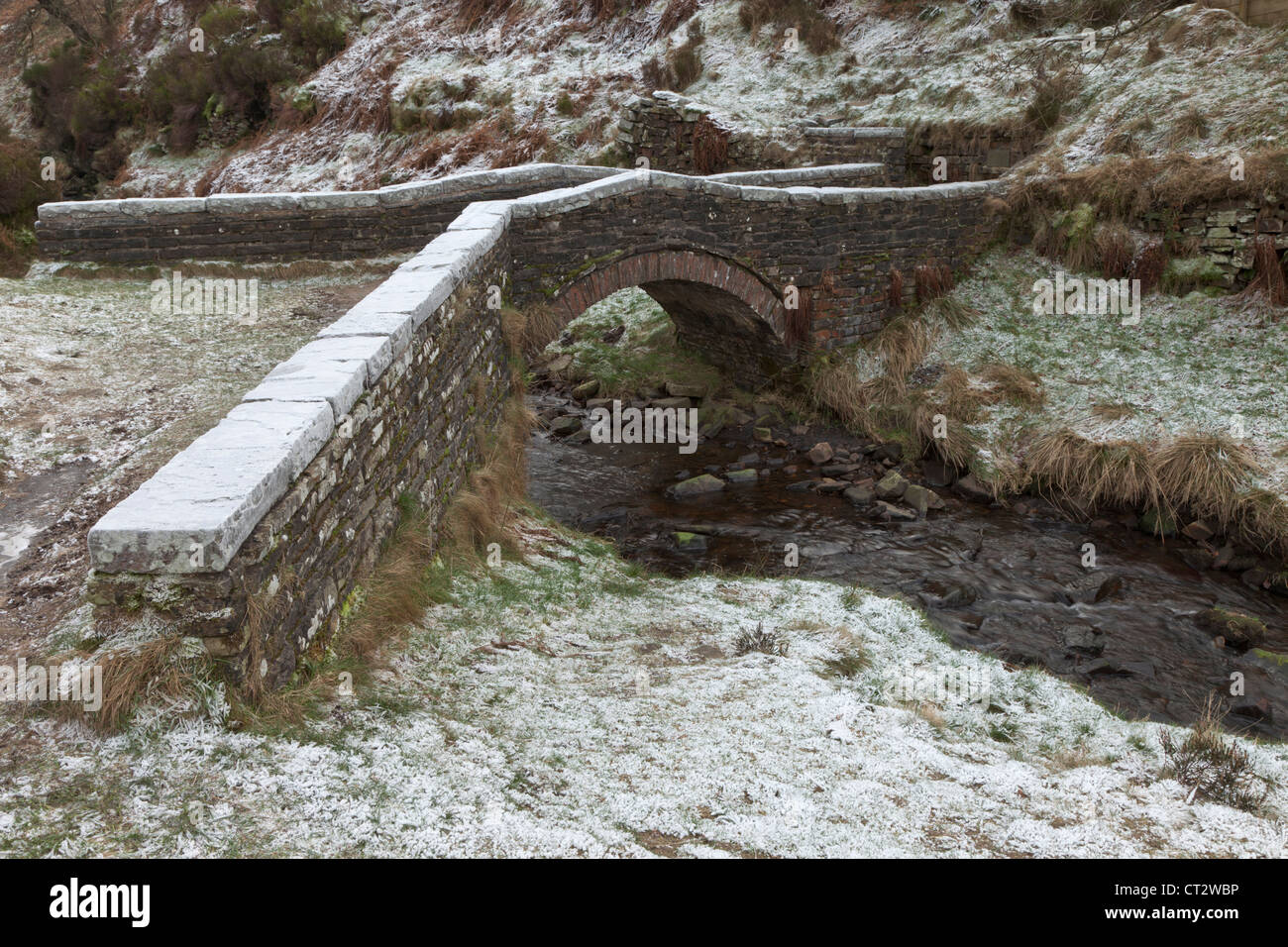 Lastesel Brücke über Fluß Goyt, Goyt Tal, Peak District National Park, England, UK Stockfoto