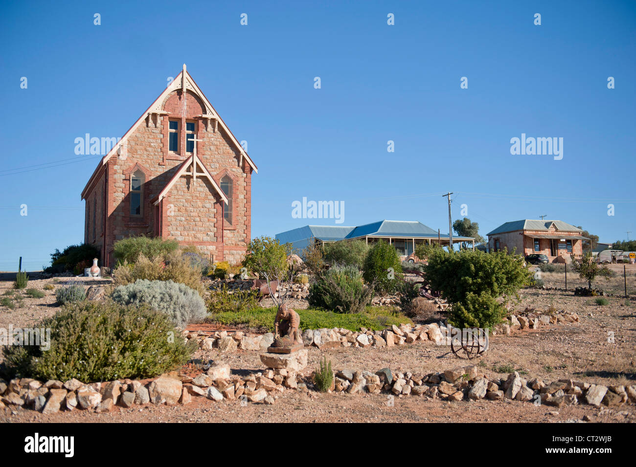 Katholische Kirche der ehemaligen Bergbaugebiet und beliebter Drehort Silverton im Outback New South Wales, Australien Stockfoto
