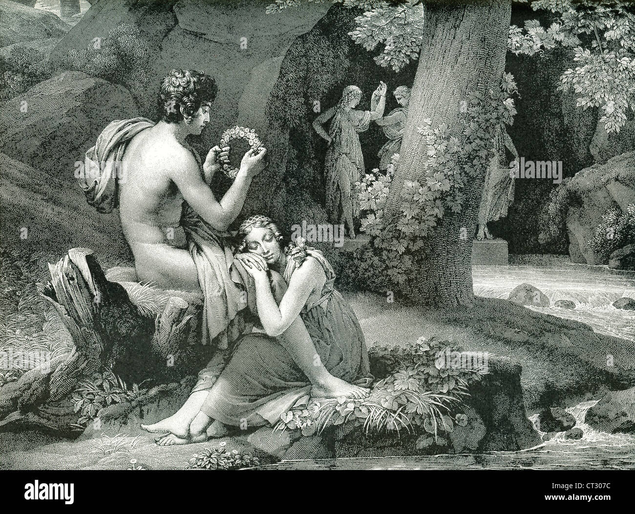 Die Geschichte von Daphnis und Chloe, hier abgebildet in Woodlands, stammt aus dem zweiten Jahrhundert n. Chr. griechische Schriftsteller Longus. Stockfoto