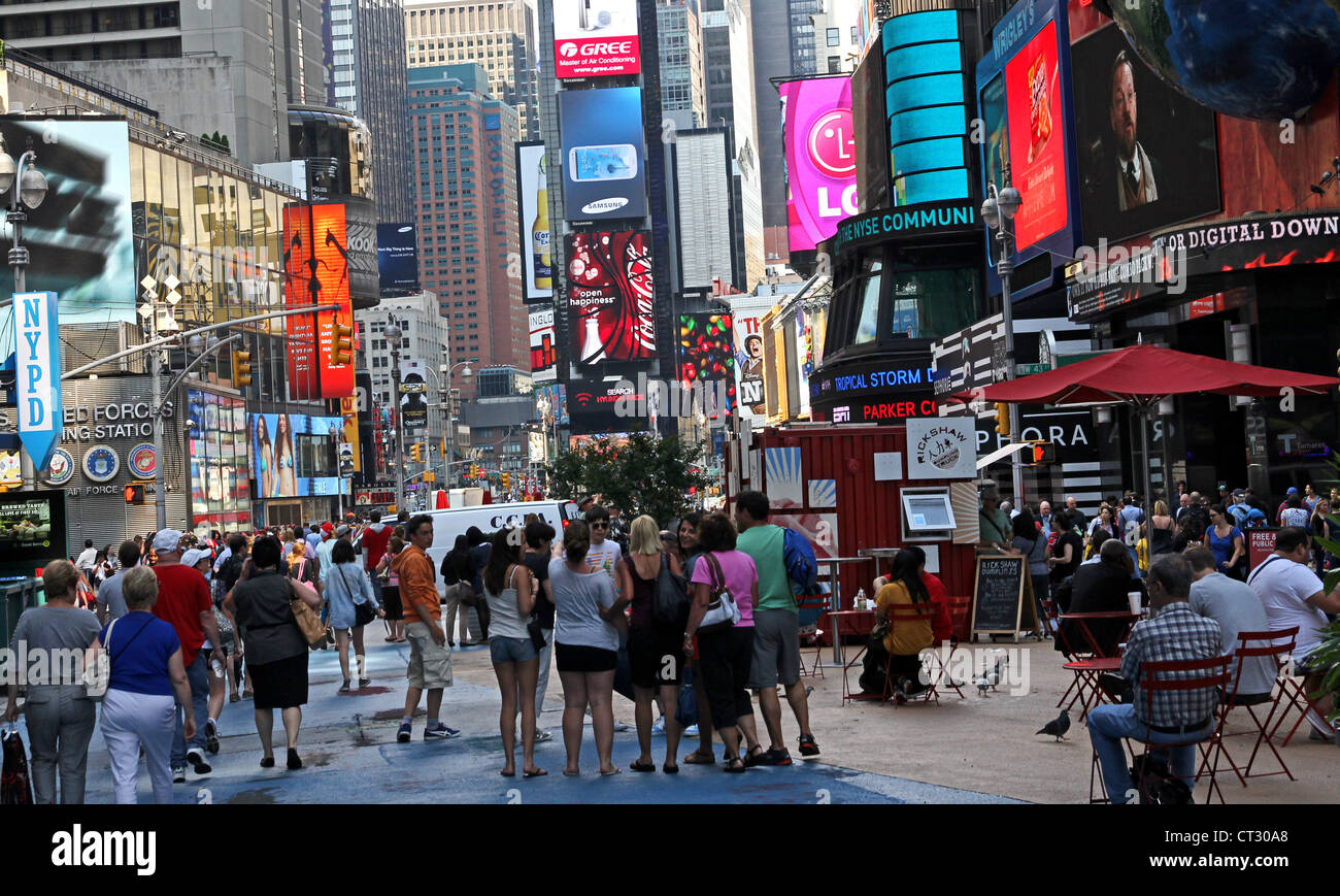 New York City Times Square nur Fußgängerzone Stockfoto