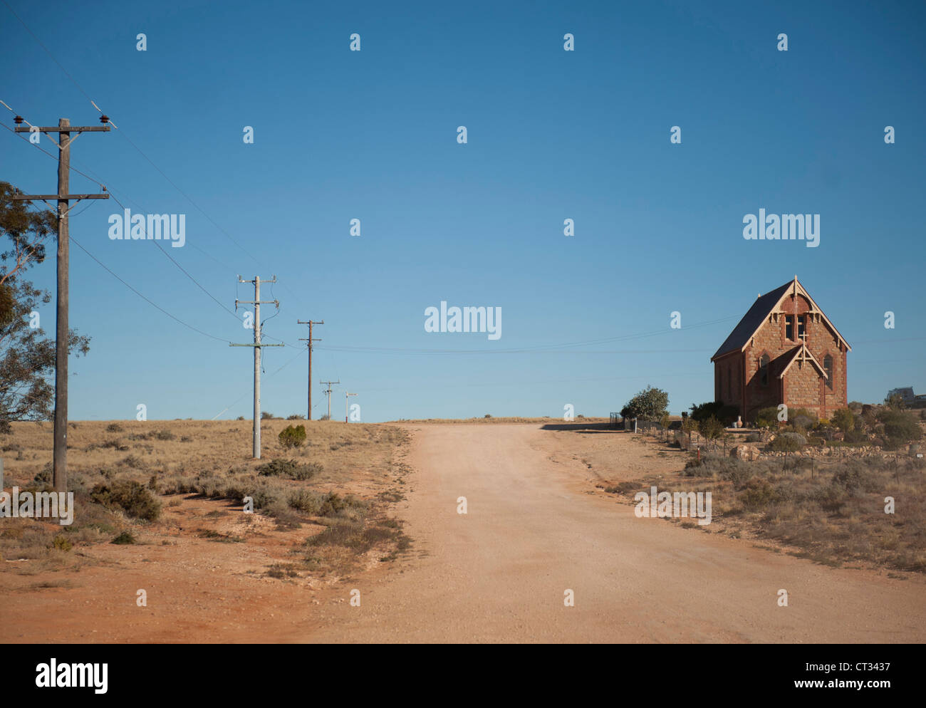 Katholische Kirche der ehemaligen Bergbaugebiet und beliebter Drehort Silverton im Outback New South Wales, Australien Stockfoto