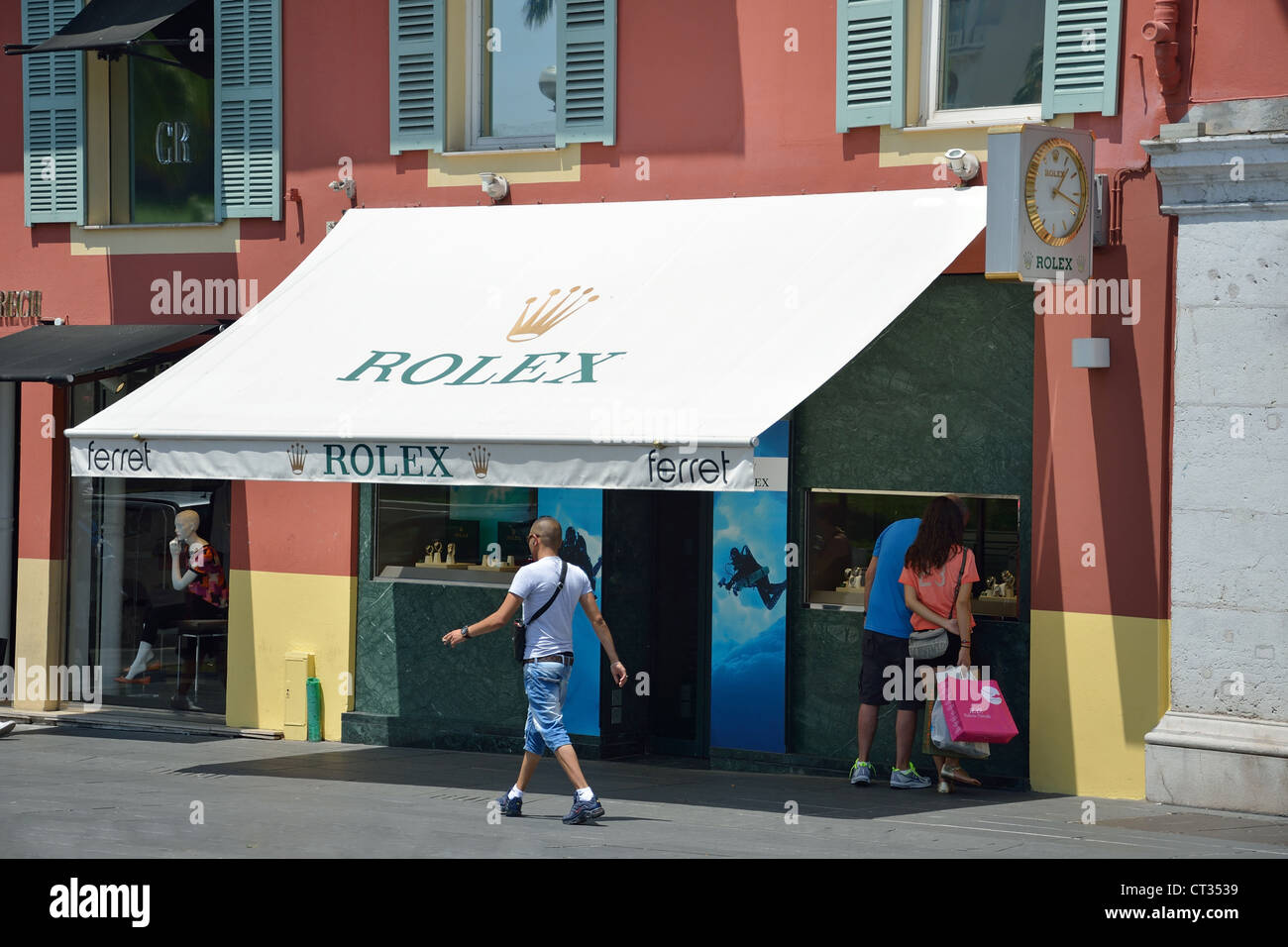 Rolex shop off Place Masséna Nizza, Côte d ' Azur, Alpes-Maritimes, Provence-Alpes-Côte d ' Azur, Frankreich Stockfoto