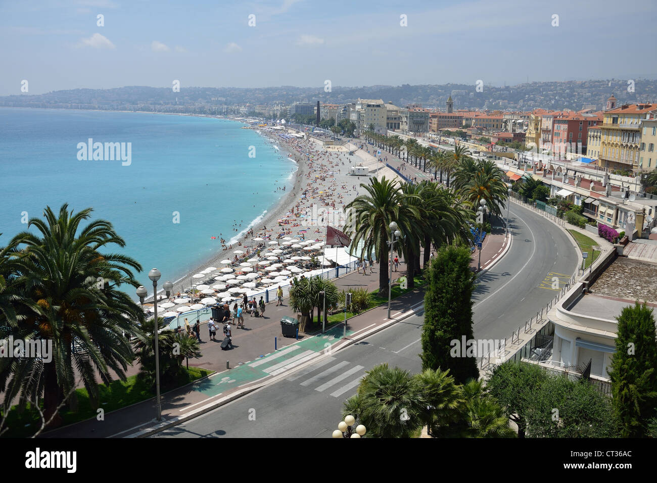 Stadt & Promenade des Anglais aus Tour Bellanda Lookout, Nizza, Côte d ' Azur Alpes-Maritimes, Provence-Alpes-Côte d ' Azur, Stockfoto
