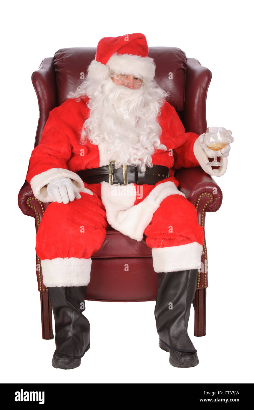 Genießen Sie eine Pause nach Nächten Santa arbeiten, mit einem kleinen Trankopfer Stockfoto