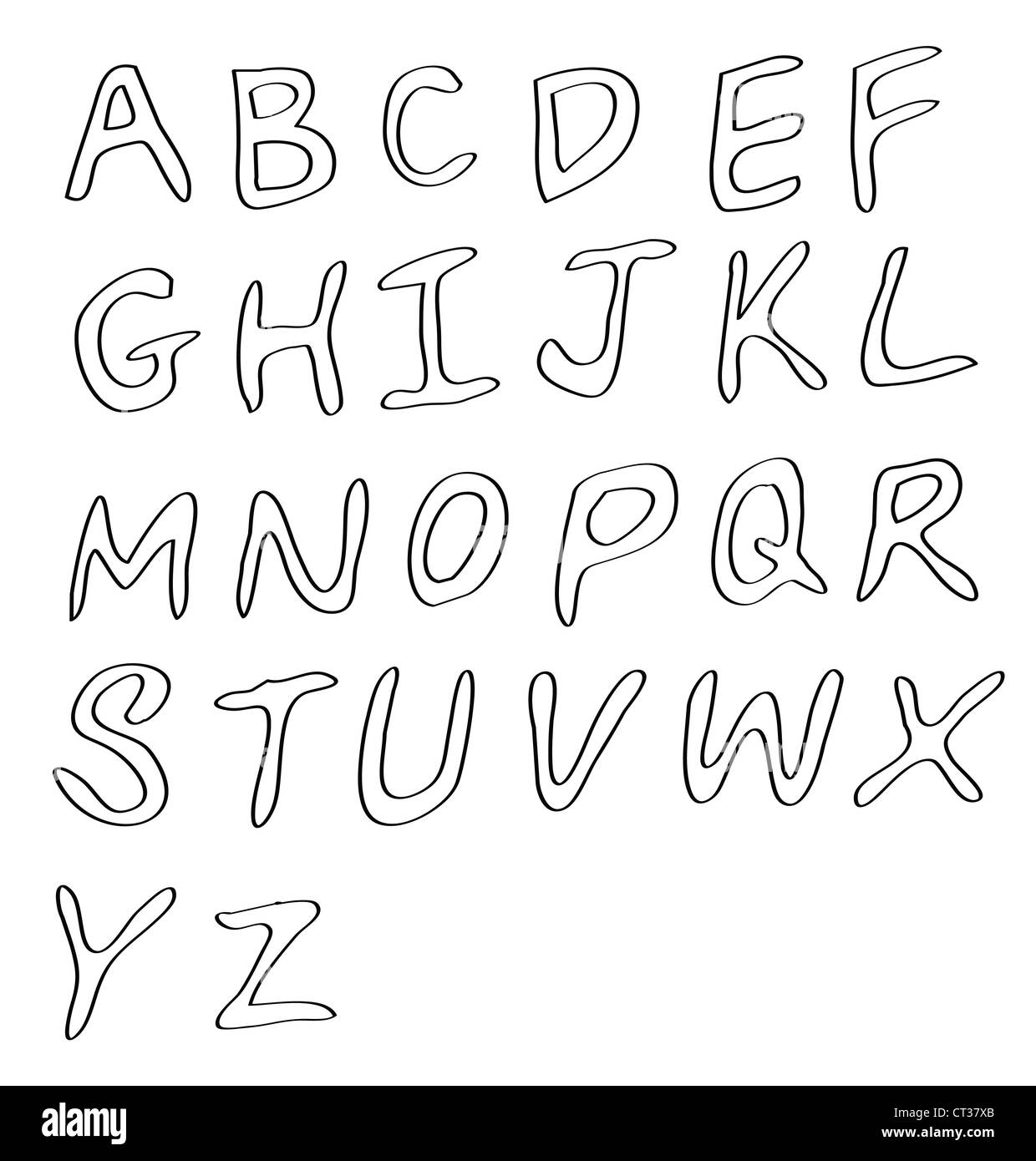 handgeschriebene Alphabete, in Großbuchstaben. Stockfoto