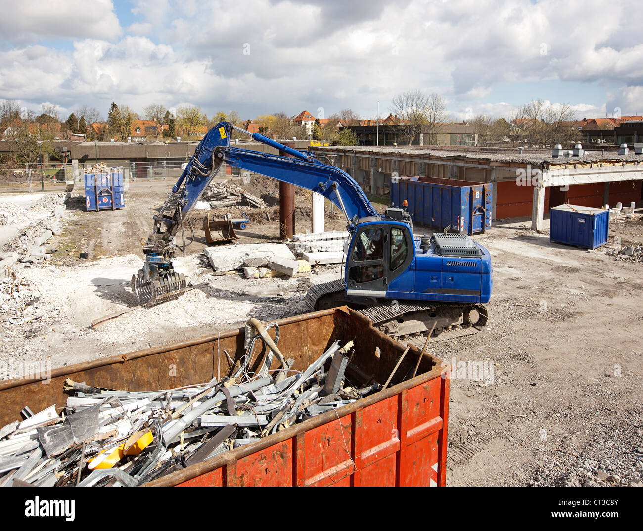 Bagger auf der Baustelle Stockfoto