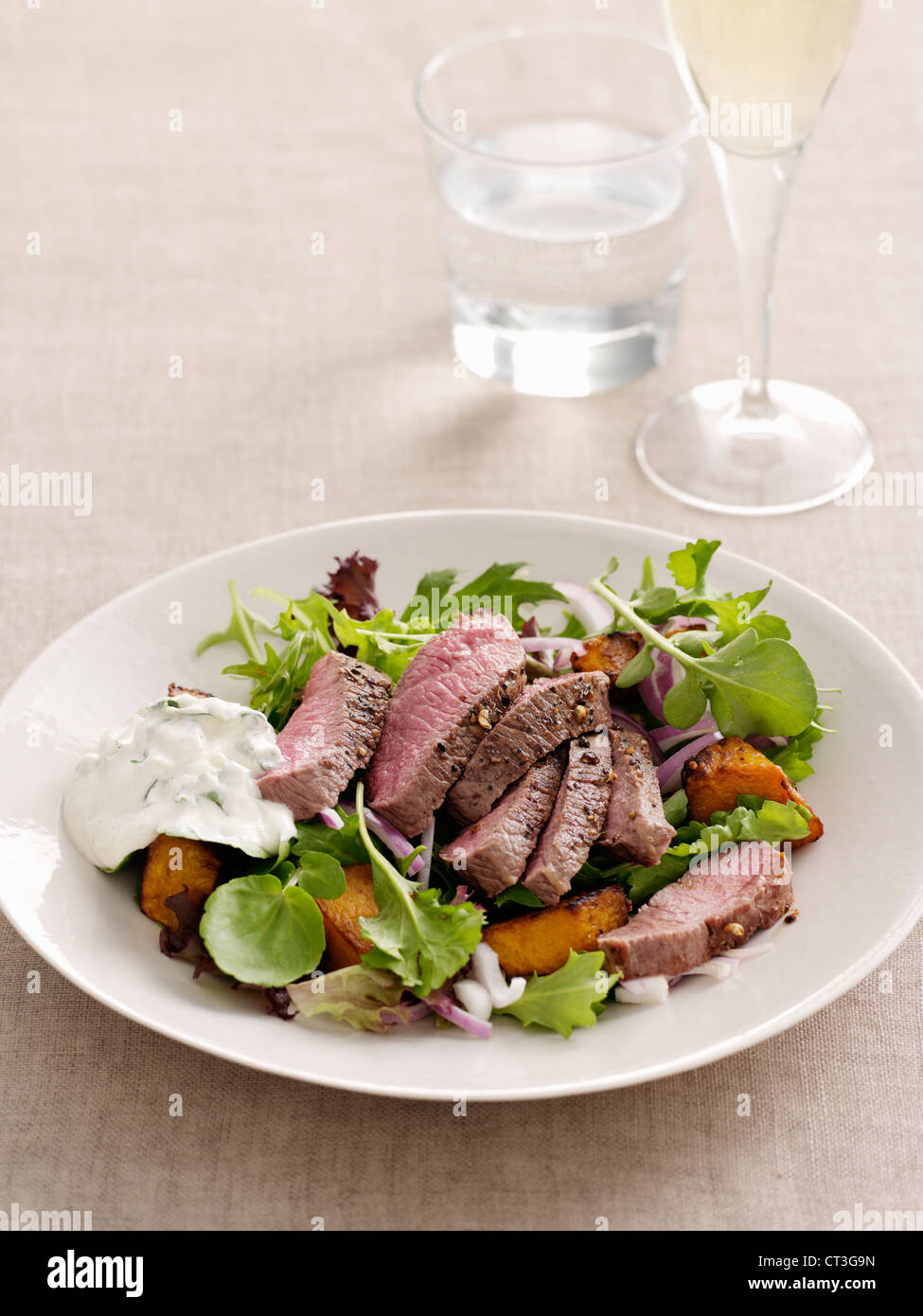 Teller mit Fleisch mit Gemüse Stockfoto