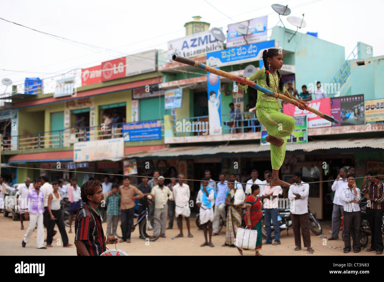 Straße Zirkuskünstler Andhra Pradesh in Indien Stockfoto