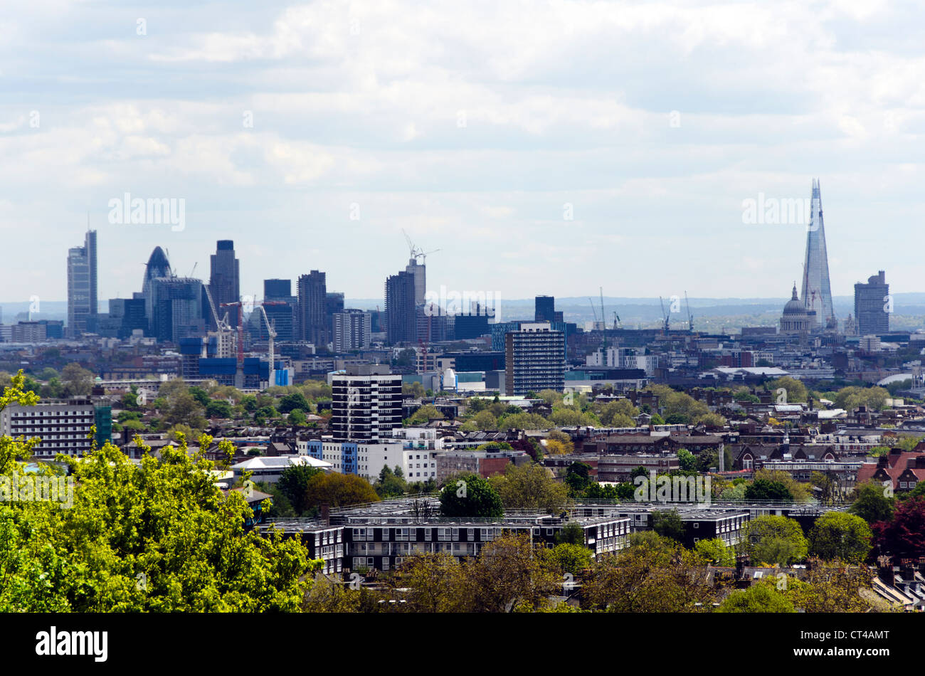 Skyline vom Parliament Hill - London, England Stockfoto