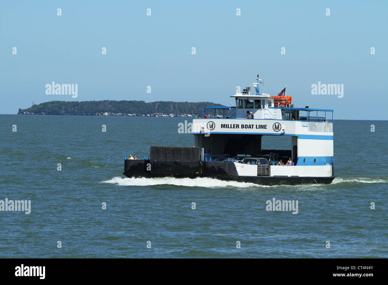 Miller Boot Linie dient South Bass Island und Catawba Island, Ohio, USA. Stockfoto