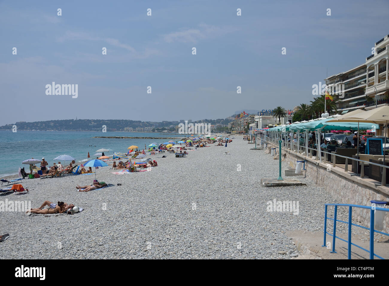 Baie du Soleil Strand, Menton, Côte d ' Azur, Alpes-Maritimes, Provence-Alpes-Côte d ' Azur, Frankreich Stockfoto