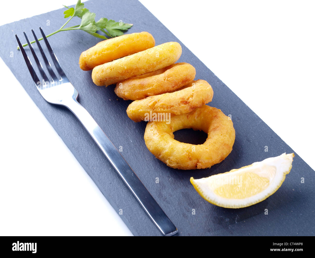 Calamares a la Romana – Fried Calamari Stockfoto