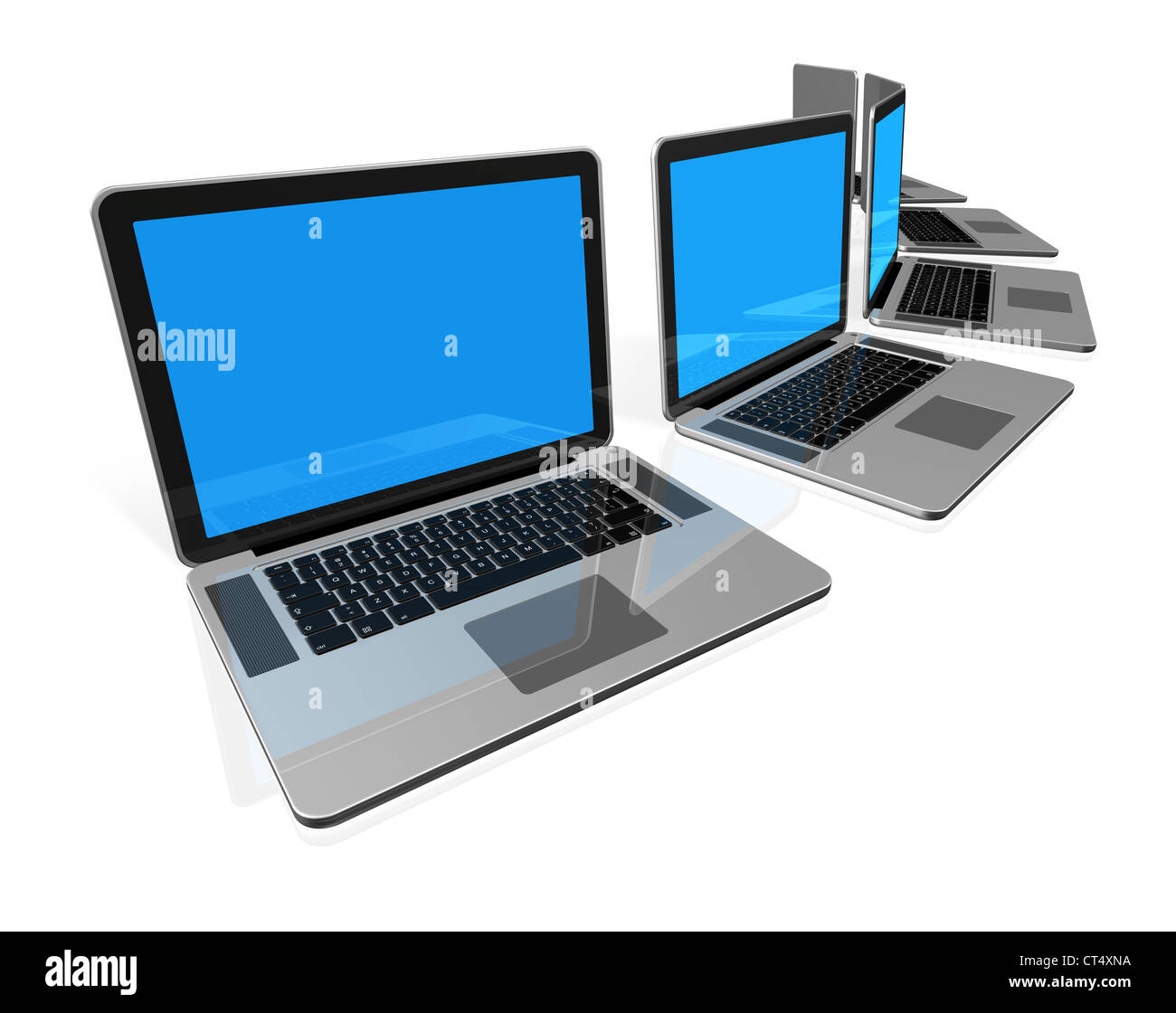 3D Laptops isoliert auf weiss Stockfoto