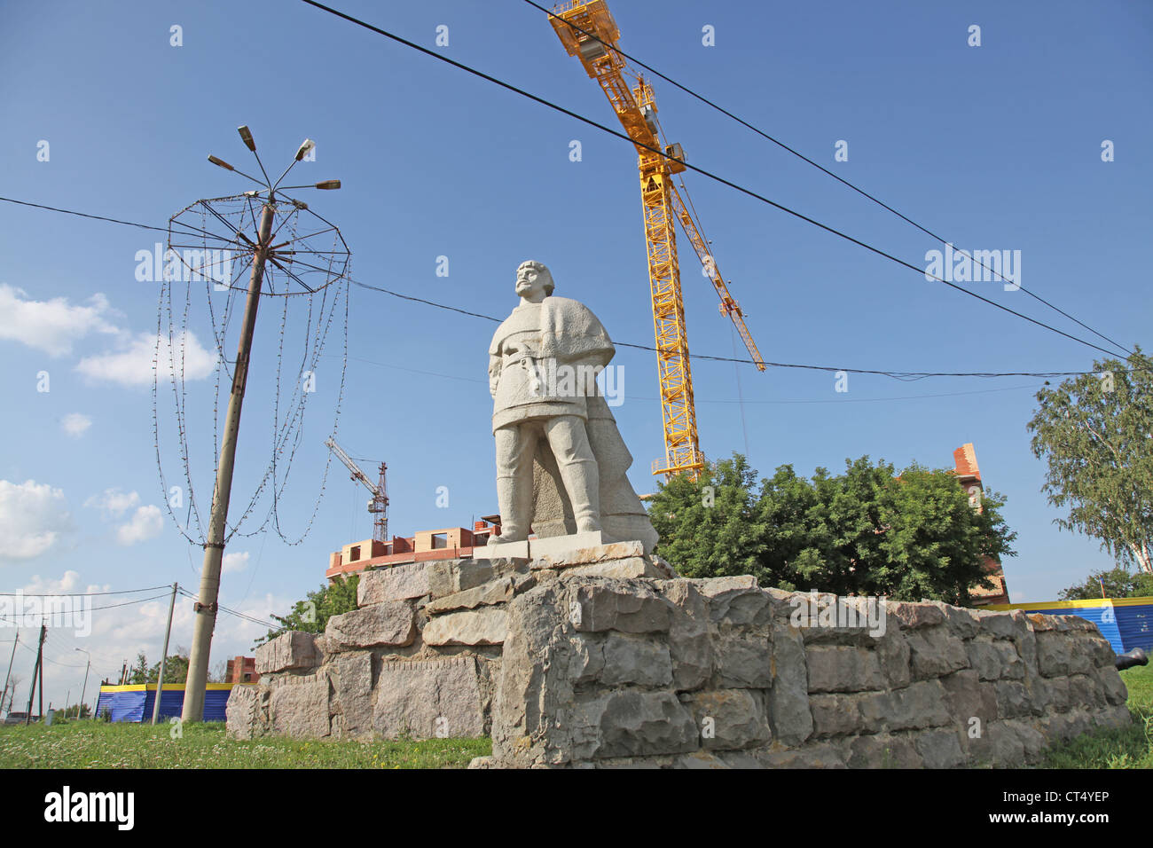 Russland. Mordowien. Saransk Stadt, Yemelyan Pugachev Denkmal Stockfoto