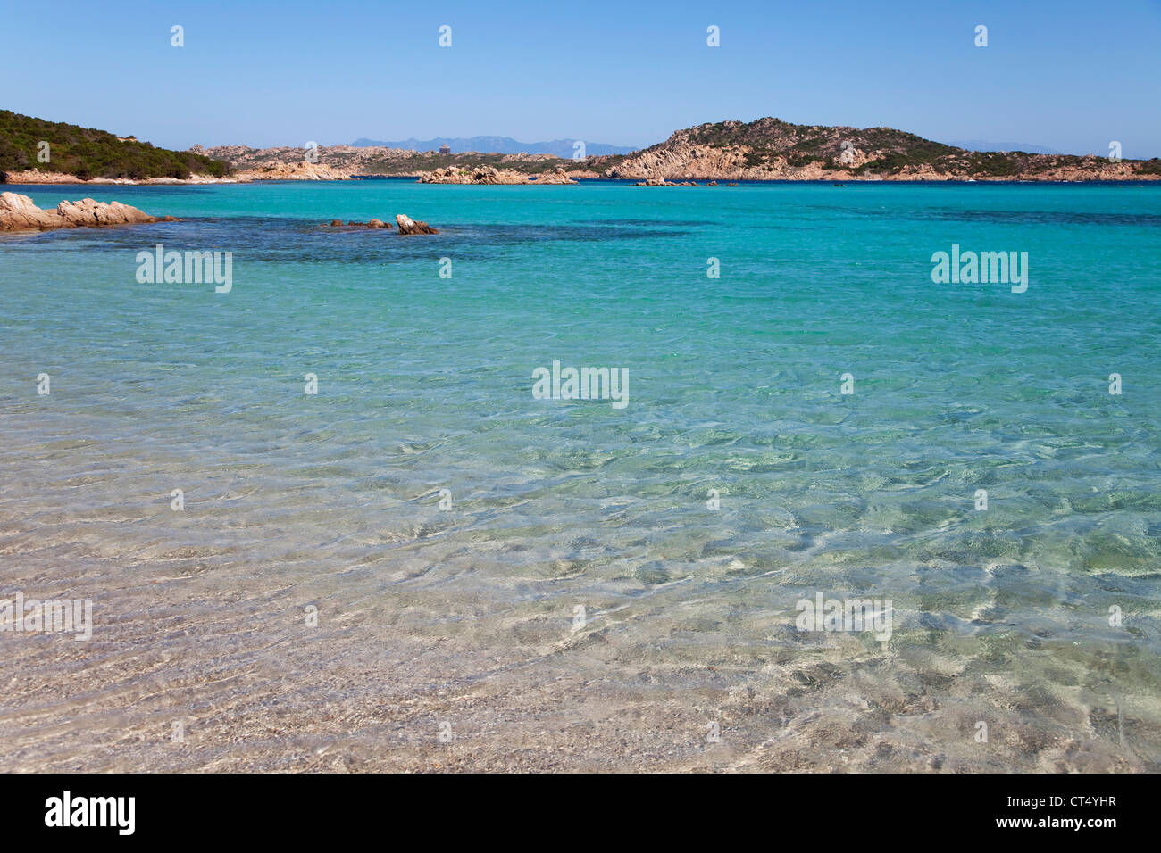 Strand und Meer, Spiaggia del Cavaliere, Budelli Insel Archipel La Maddalena, Sardinien, Italien, Sardinien, Italien Stockfoto