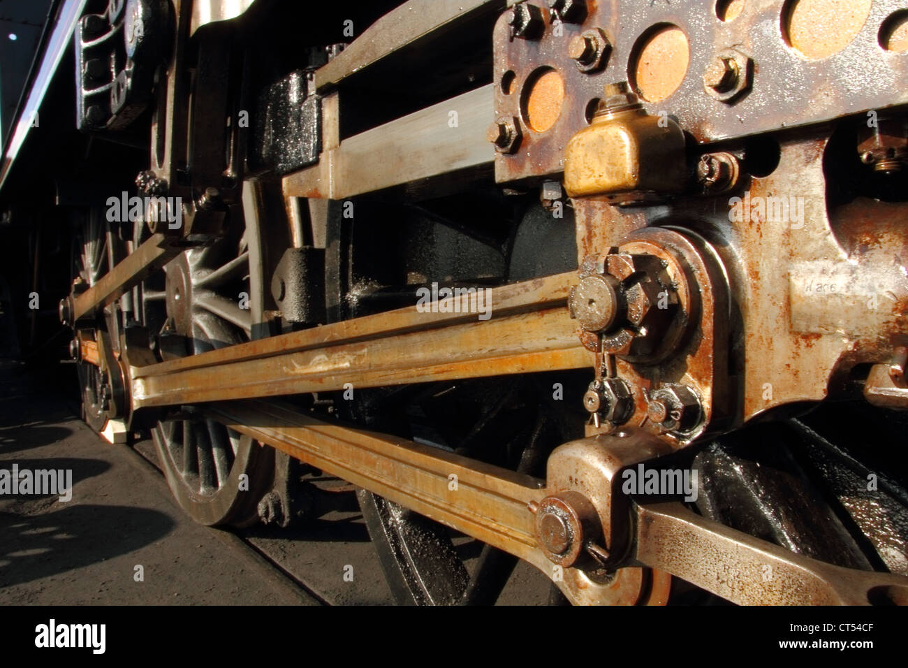 Dampf Lok Räder und Antriebsstange Stockfoto