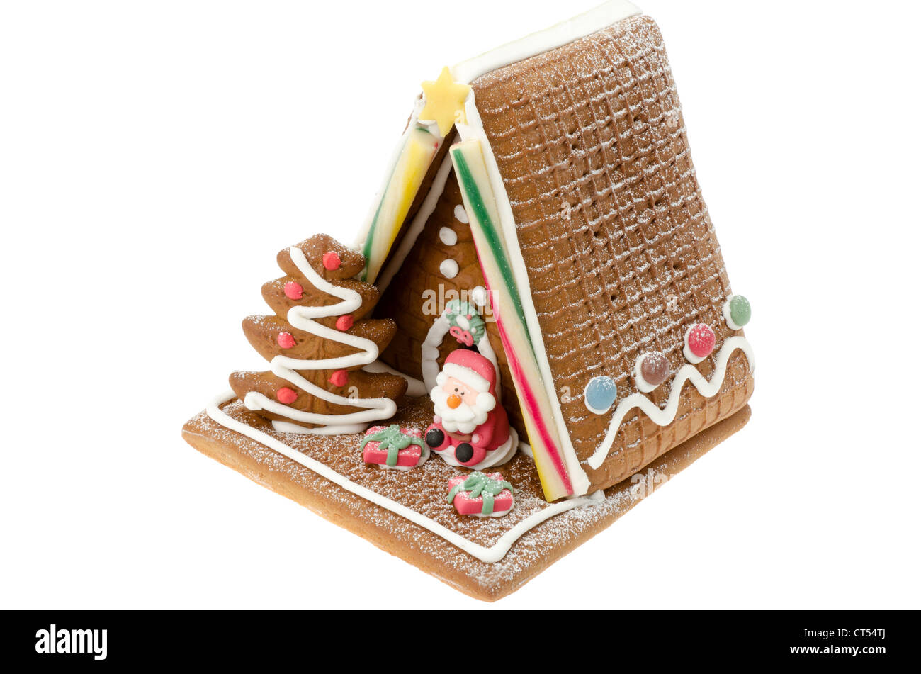 Dekorierte Weihnachten Lebkuchenhaus Stockfoto