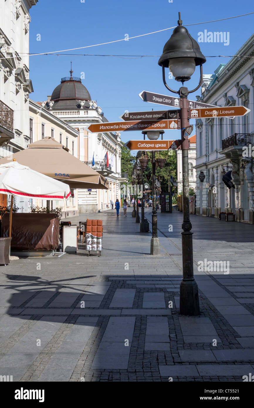 Belgrader Stadt in Serbien. Knez Mihailova Hauptstraße Stockfoto