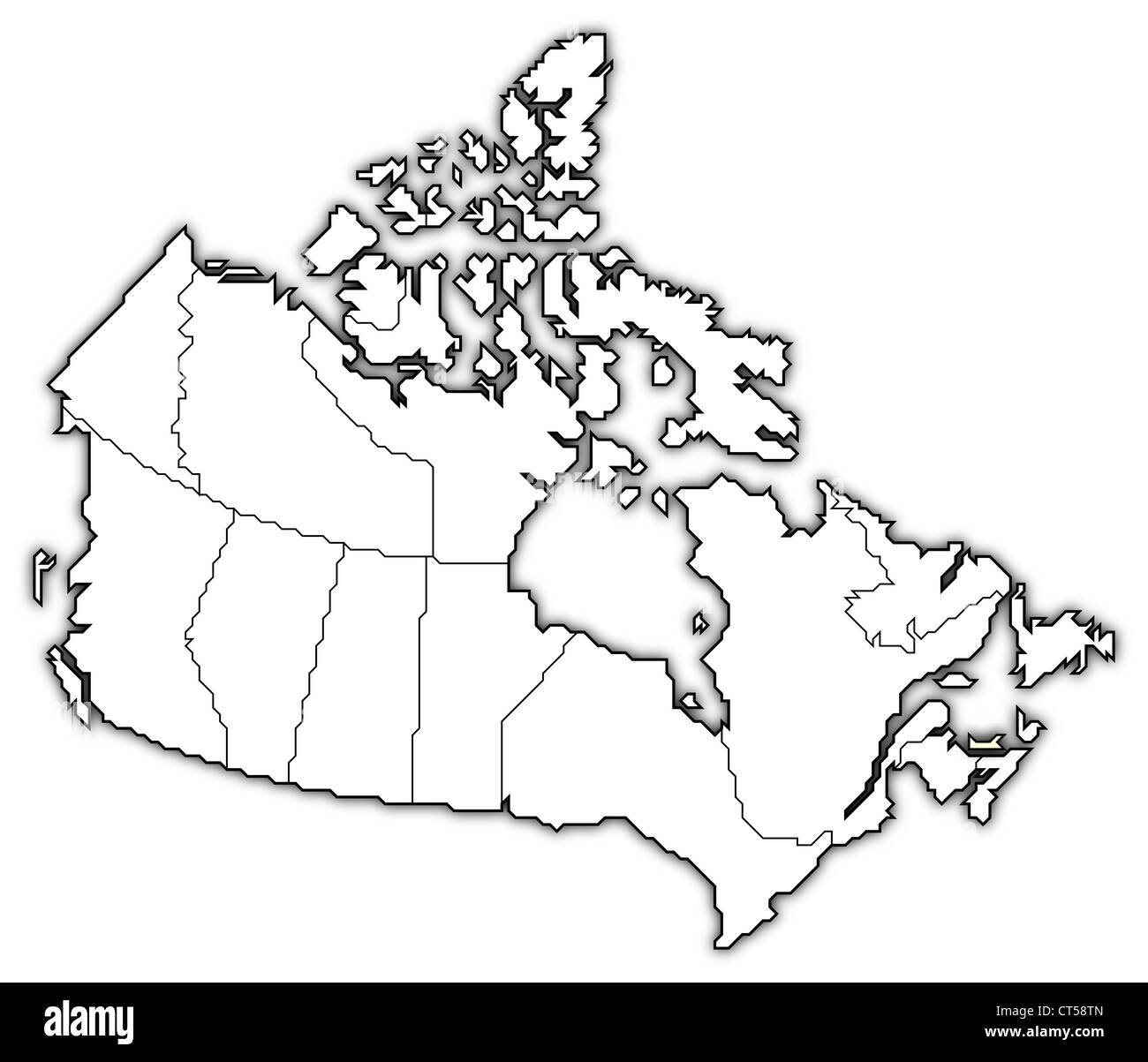 Politische Karte von Kanada mit den mehreren Provinzen, wo Prince-Edward-Insel markiert ist. Stockfoto