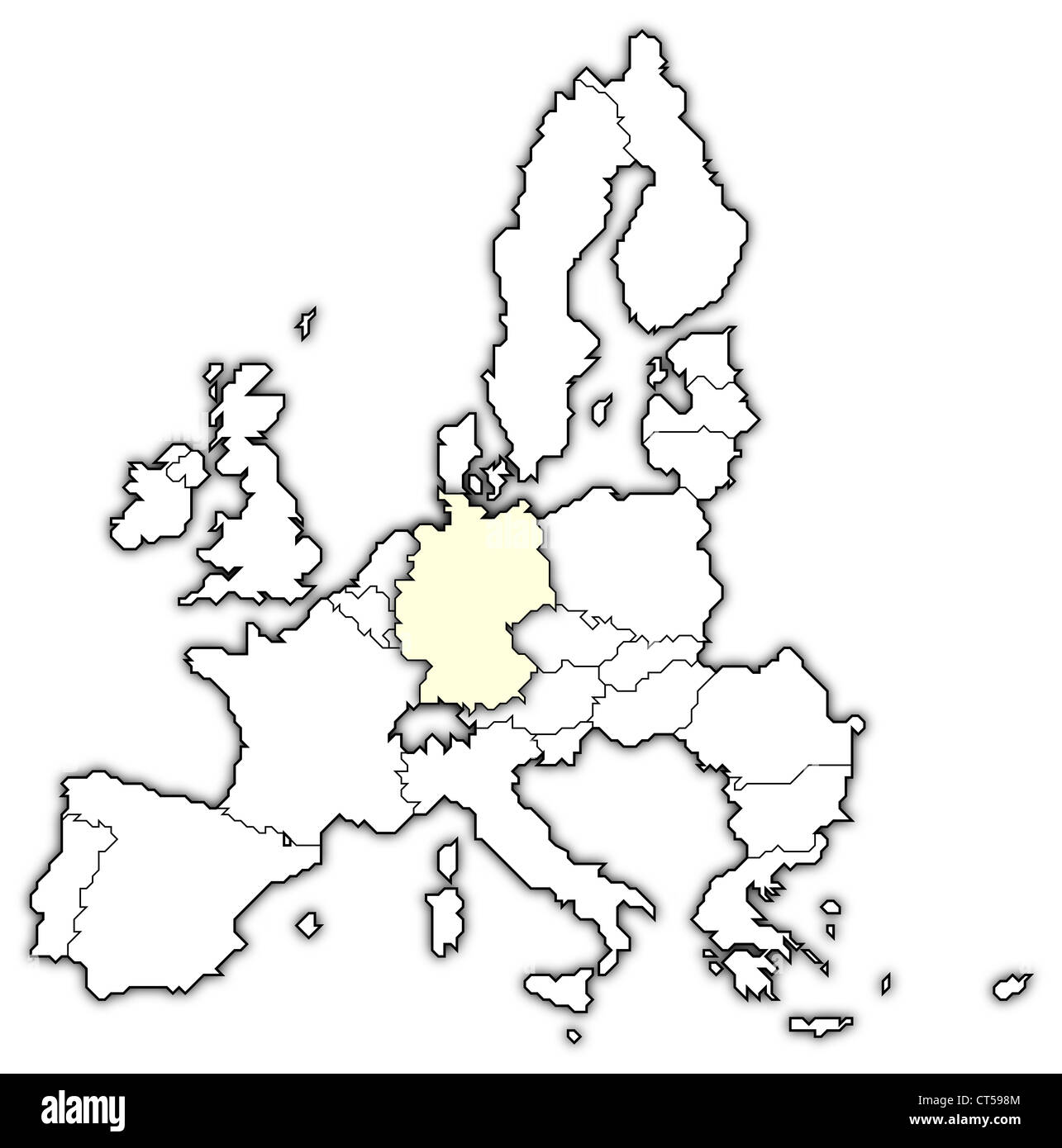 Politische Karte der Europäischen Union mit den mehrere Staaten wo Deutschland markiert ist