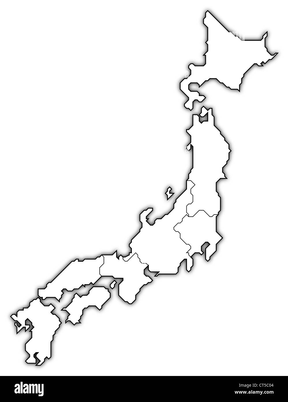 Politische Karte von Japan mit mehreren Regionen. Stockfoto