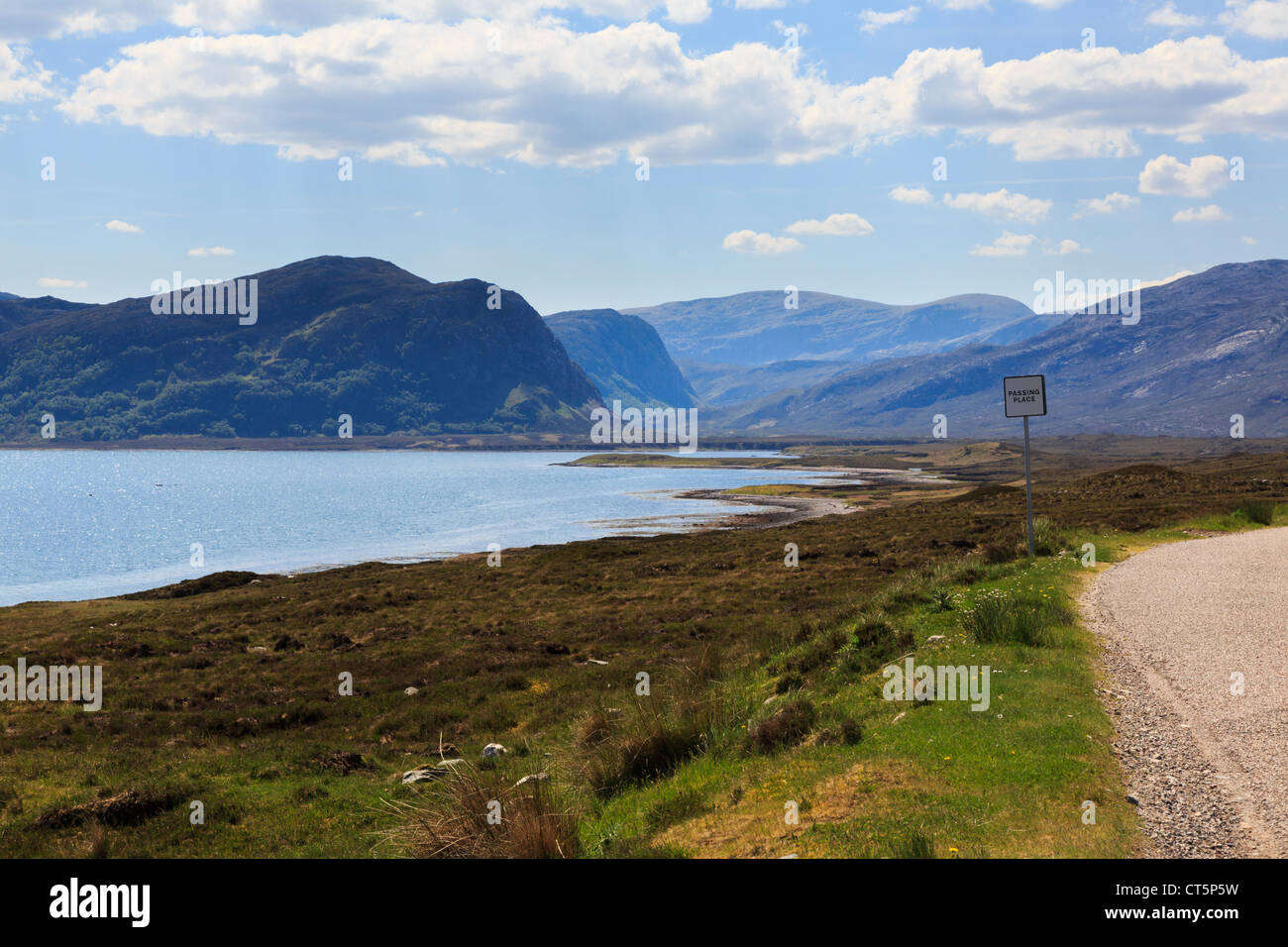 Single Track Nordküste 500 Straße A 838 im Norden und Westen Hochland touristische Route vorbei an Loch Eriboll. Sutherland Highland Schottland Großbritannien Stockfoto