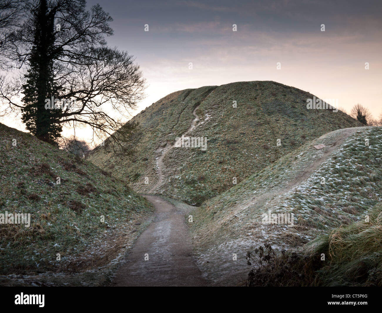 Castle Hill, Thetford, Norfolk, eine "Motte" in der ursprünglichen Eisenzeit Wallburg eingeschlossen Stockfoto