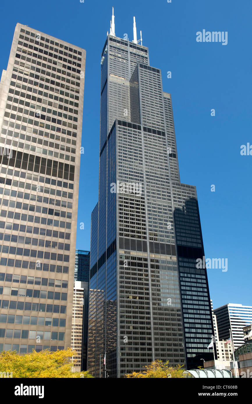 Der Willis Tower in Chicago, Illinois, USA. Es ist 110 Stockwerke hoch und hieß früher Sears Tower. Stockfoto