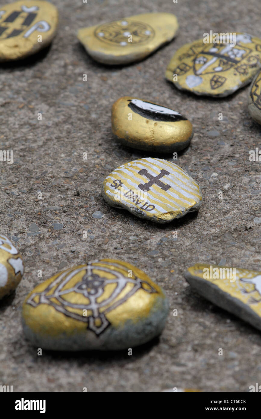 Bemalten Steinen in St Davids, pembrokeshire Stockfoto