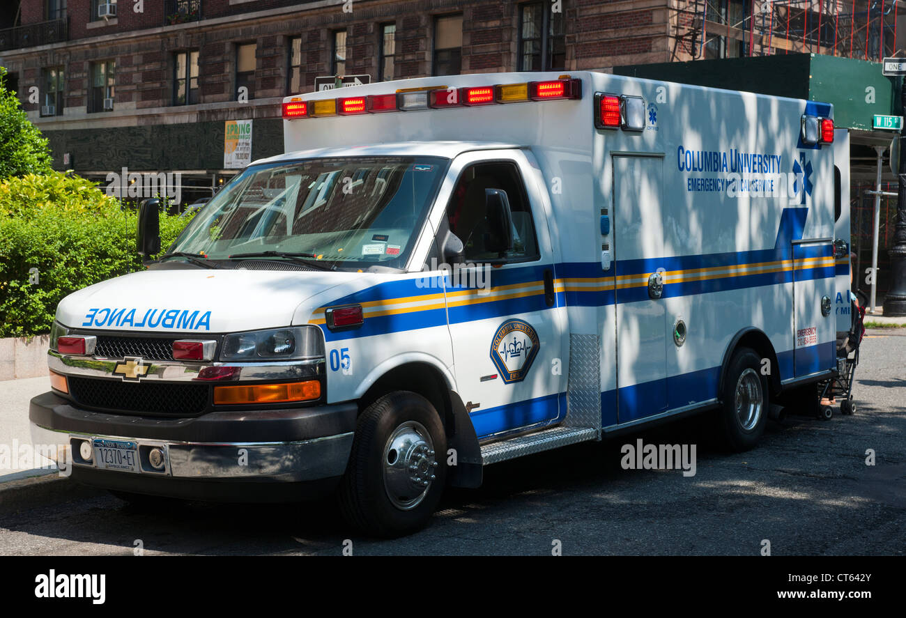 Ein Krankenwagen laufen von Columbia University Emergency Medical Services Stockfoto