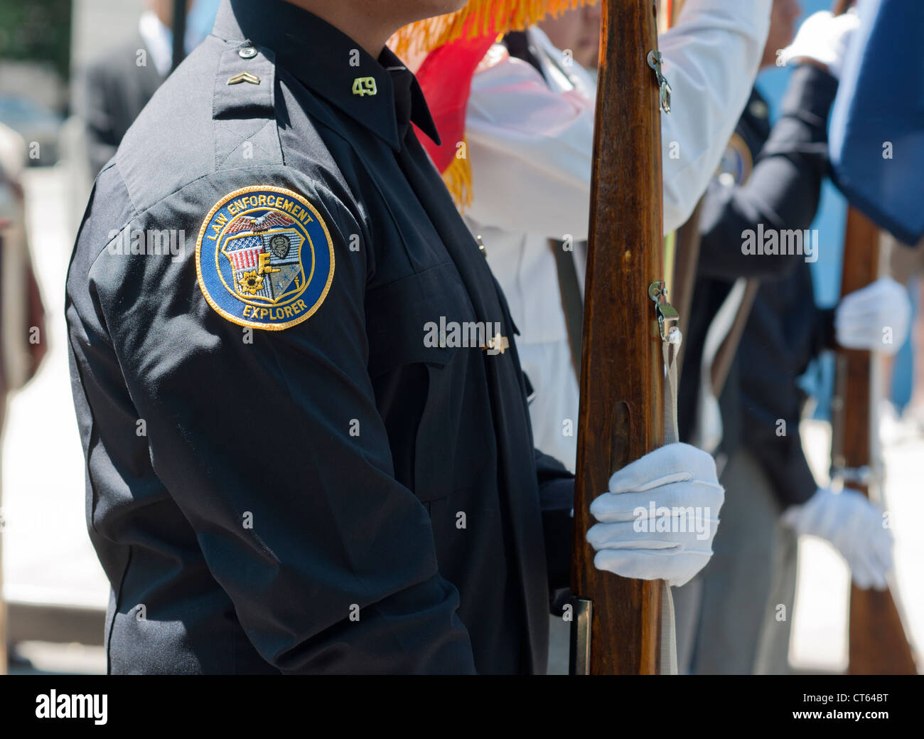 Law Enforcement Explorer Color Guard in Harlem in New York Stockfoto