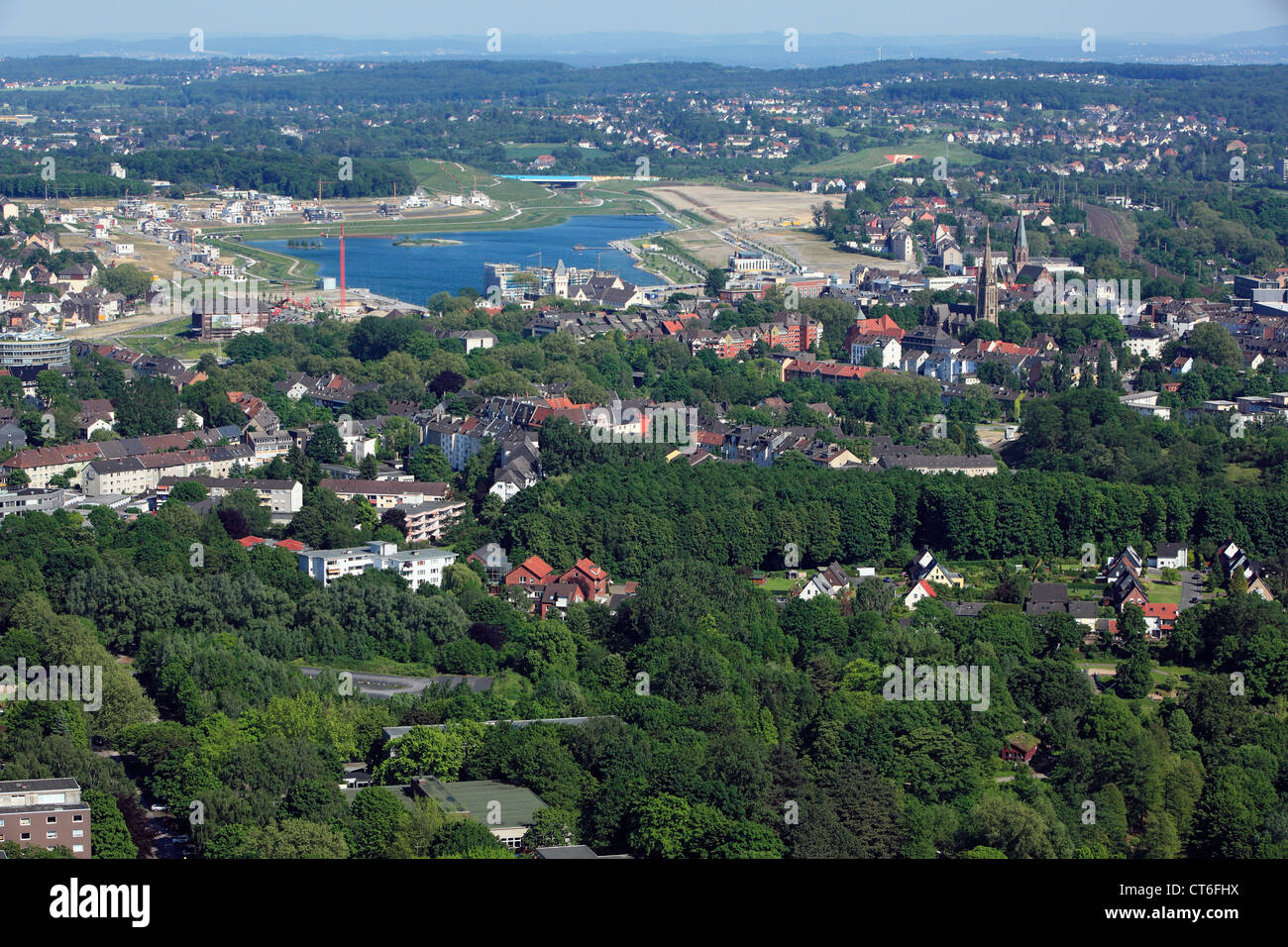 D-Dortmund, Ruhrgebiet, Westfalen, Nordrhein-Westfalen, NRW, D-Dortmund-Hoerde, Stadtblick, Luftbild, Phoenix-See, Phoenix See, Stausee, ehemalige Stahlbau Gelände Phoenix Ost Stockfoto