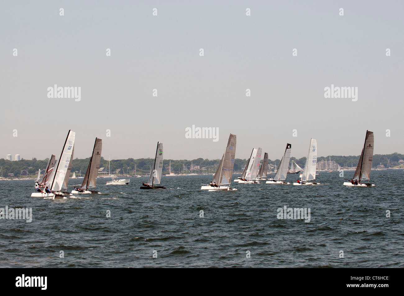 Newport Rhode Island-high-Speed-Katamarane racing Stockfoto