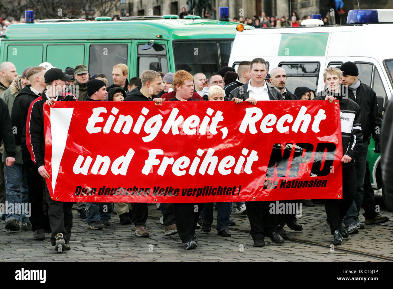 NPD-Marsch in Dresden Stockfoto