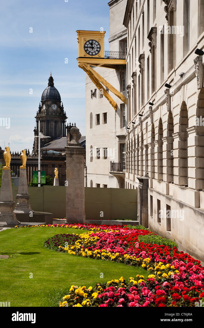 Leeds Rathaus und Stadthalle Leeds, West Yorkshire UK Stockfoto